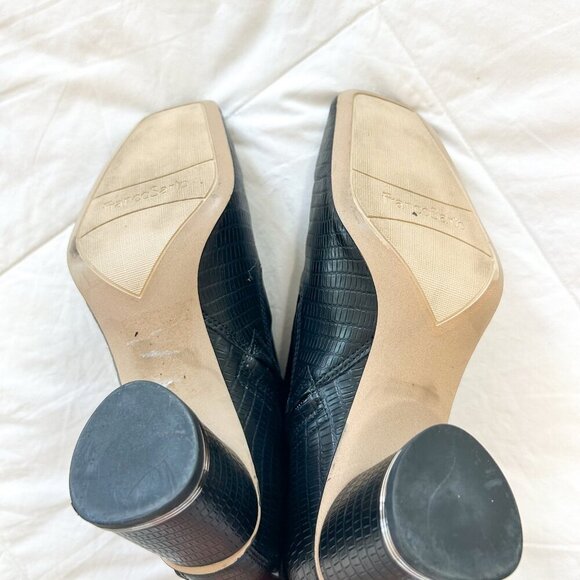 Franco Sarto Pisa Black Square Toe Block Heel Booties Size 8 - Picture 7 of 9